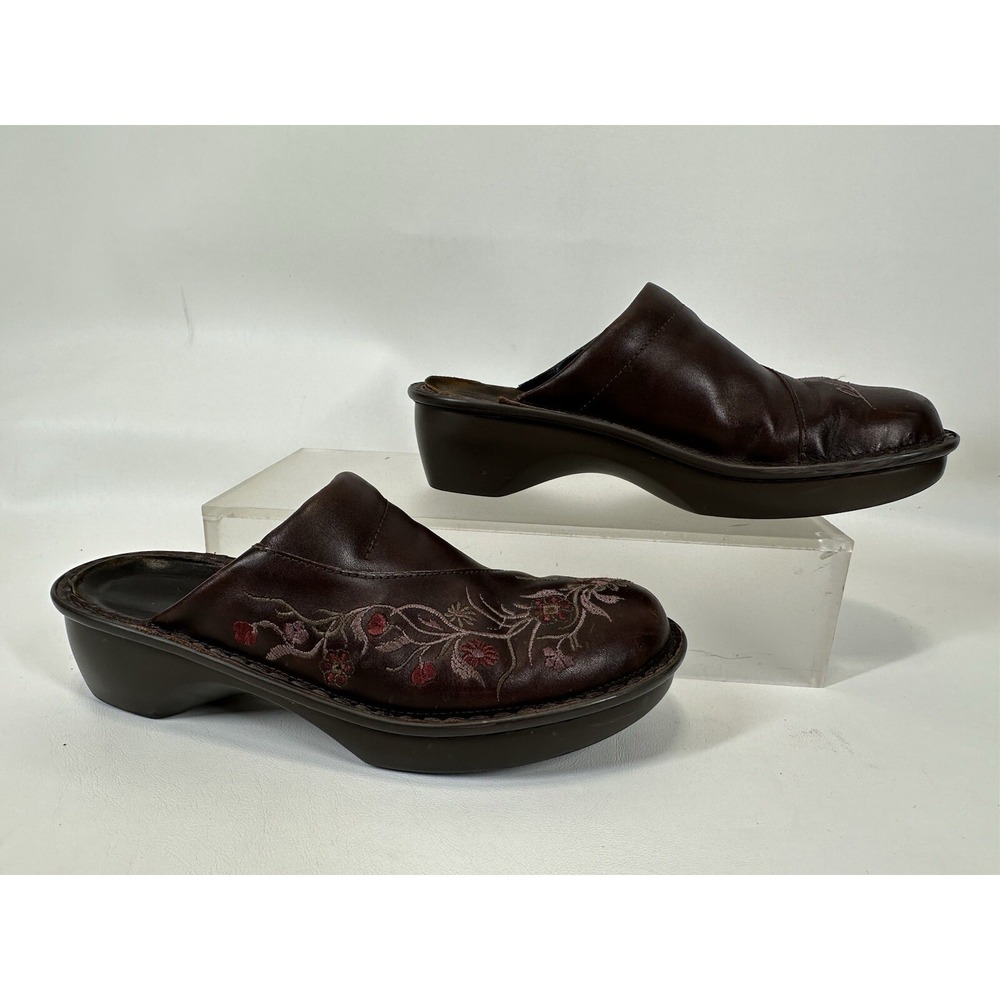 Naot Mule Shoes Womens Israel Madras Brown Embroidered Leather Size 40 9‎ US - Picture 6 of 9